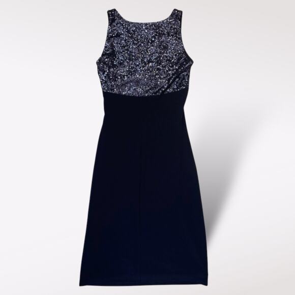 Ralph Lauren Women’s Navy Sequined V-Neck Midi Sheath Dress Size 2 Party Gala - Picture 5 of 5